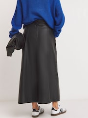 JD Williams Black A-Line Zip PU Leather Look Skirt - Image 2 of 4