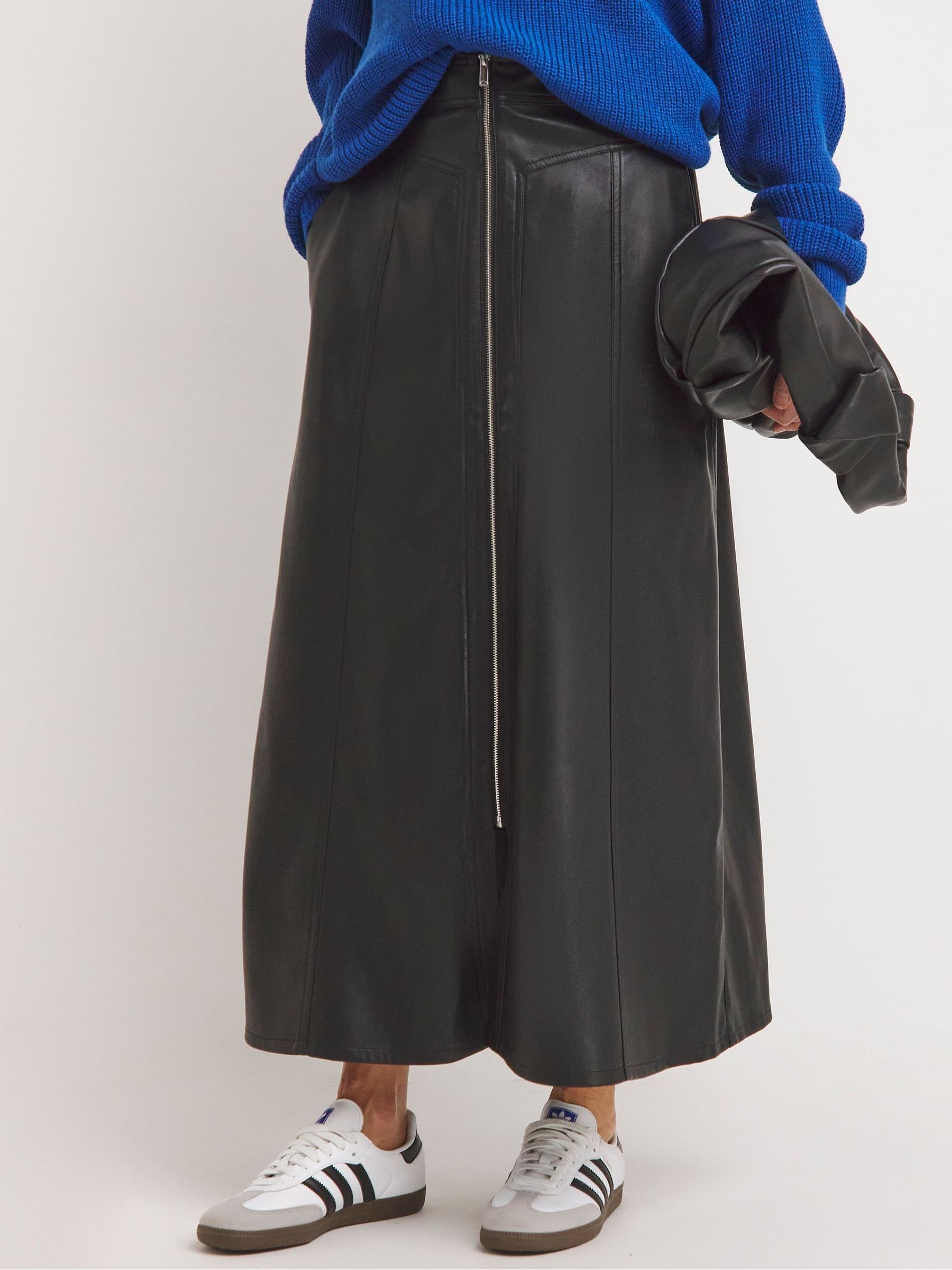 Buy JD Williams Black A-Line Zip PU Leather Look Skirt from