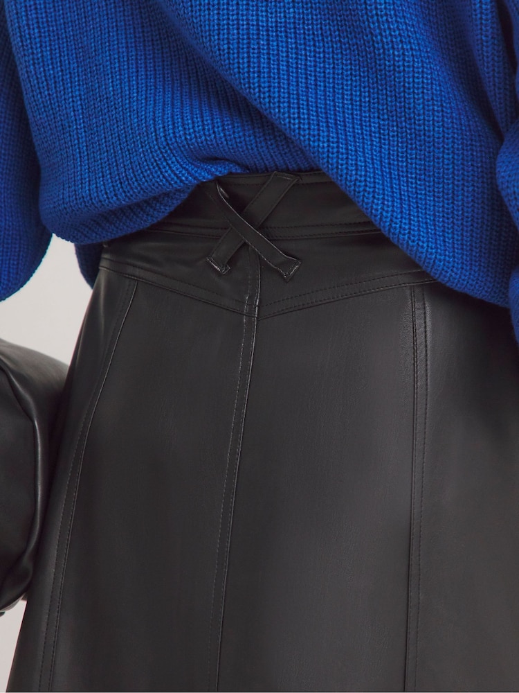 JD Williams Black A-Line Zip PU Leather Look Skirt - Image 4 of 4