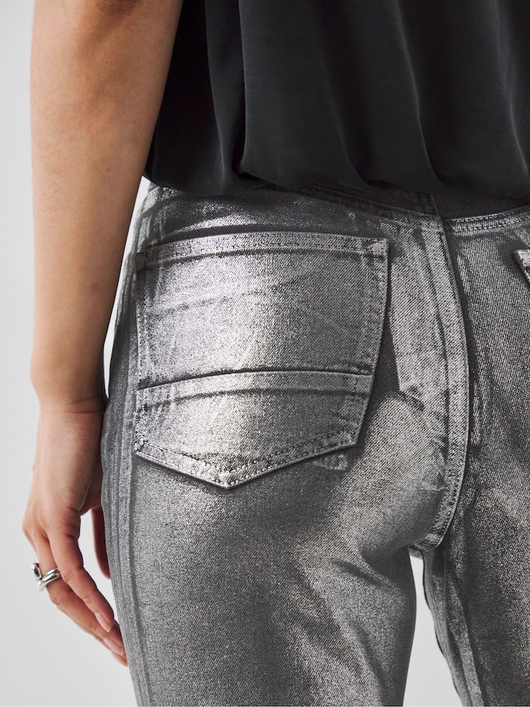 JD Williams Silver Coated Slim Leg Jeans - Image 4 of 4 JD Williams Silver Coated Slim Leg Jeans - Image 4 of 4