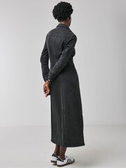 JD Williams Black Fitted Denim Shirt Dress - Image 2 of 4