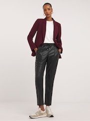 JD Williams Black Faux Leather PU Tapered Trousers - Image 1 of 5