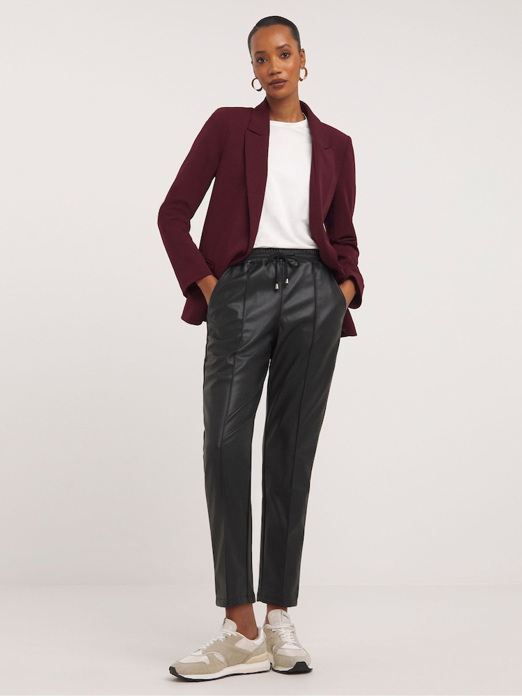 JD Williams Black Faux Leather PU Tapered Trousers - Image 1 of 5