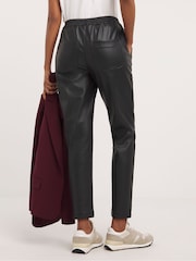 JD Williams Black Faux Leather PU Tapered Trousers - Image 2 of 5