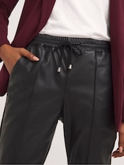 JD Williams Black Faux Leather PU Tapered Trousers - Image 3 of 5