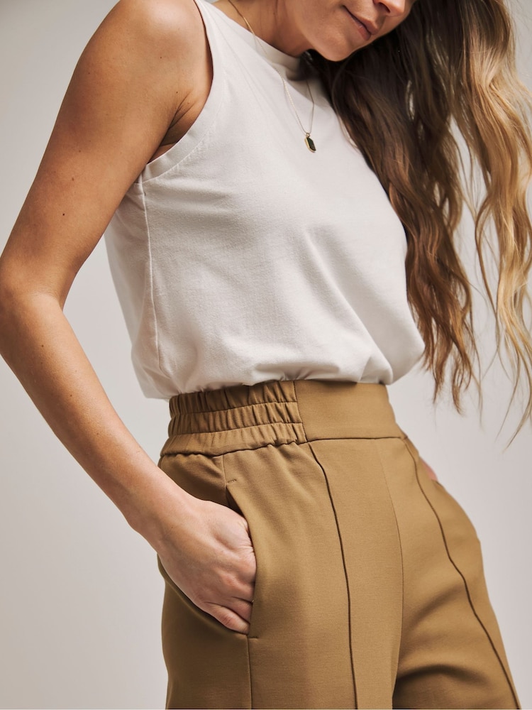 Anthology by JD Williams Camel Ponte Pull-On Wide Leg Trousers - Image 4 of 4