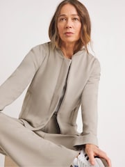 JD Williams Natural Ponte Bomber Jacket - Image 1 of 4