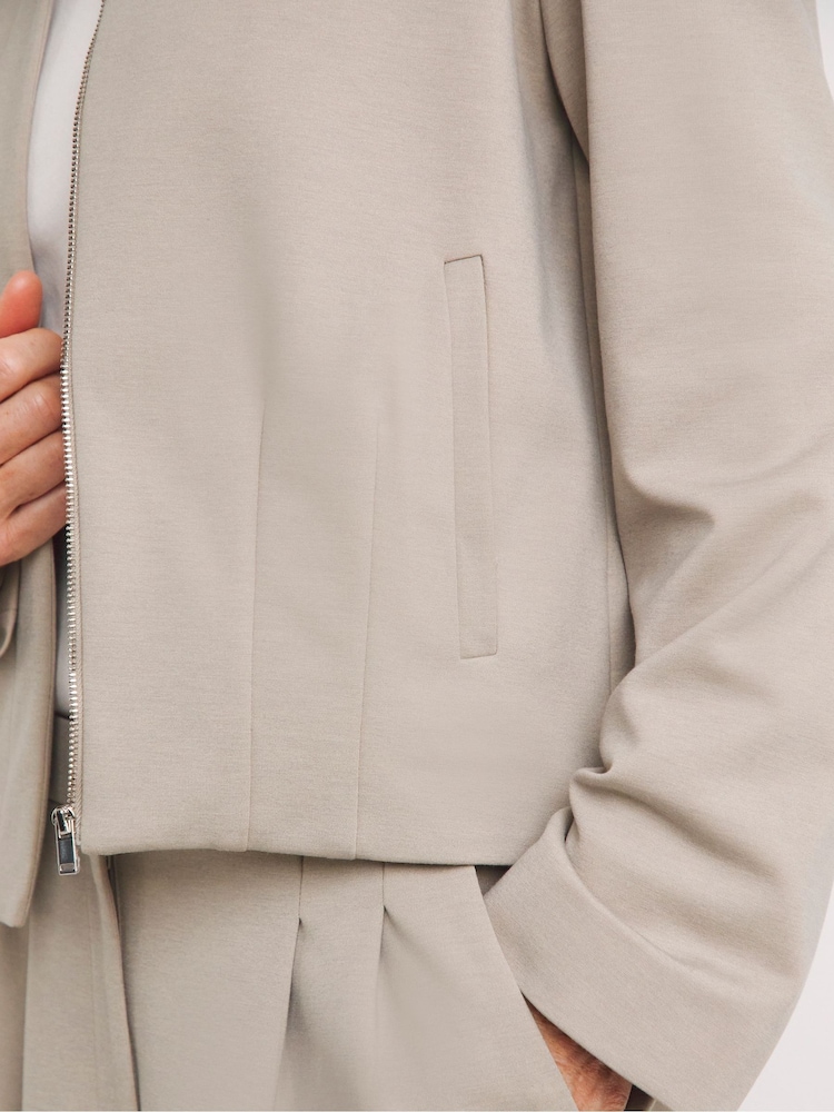 JD Williams Natural Ponte Bomber Jacket - Image 4 of 4