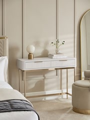 White Emilie Ribbed Console Table - Image 2 of 9