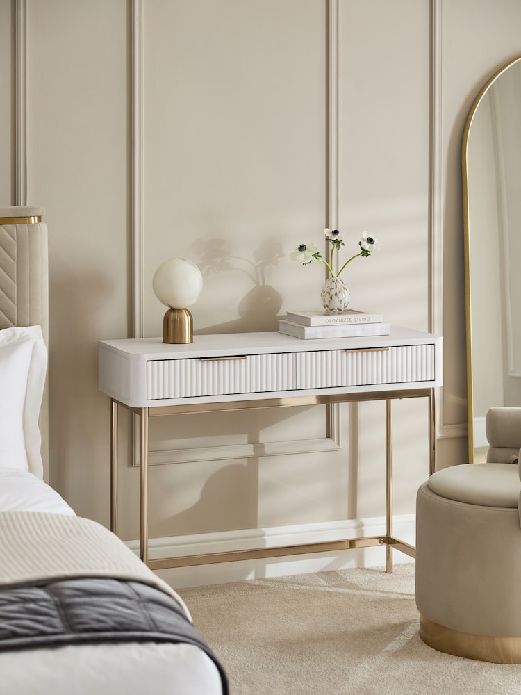 White Emilie Ribbed Console Table - Image 2 of 9