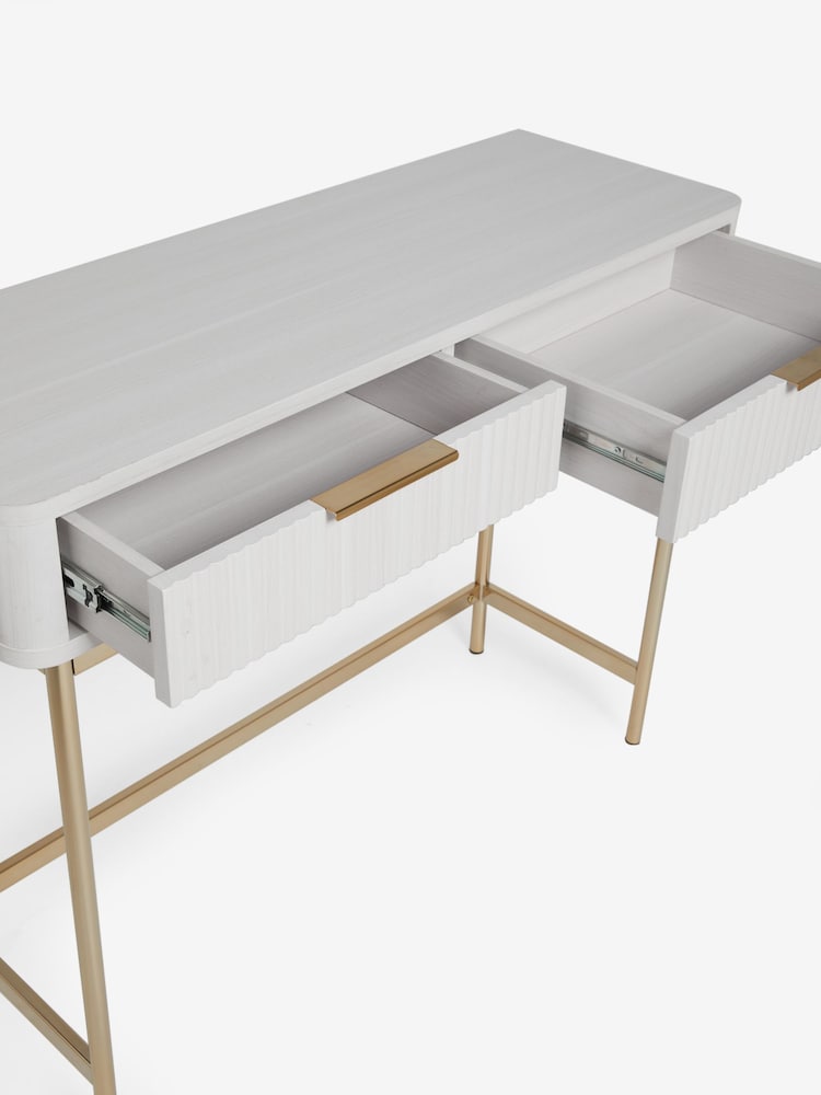 White Emilie Ribbed Console Table - Image 9 of 9