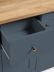 Navy Blue Malvern Oak Effect Large Slim Sideboard - Image 3 of 7