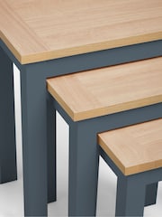Navy Blue Malvern Oak Effect Rectangle Set of 3 Nest of Tables - Image 3 of 7