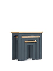 Navy Blue Malvern Oak Effect Rectangle Set of 3 Nest of Tables - Image 5 of 7