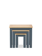 Navy Blue Malvern Oak Effect Rectangle Set of 3 Nest of Tables - Image 7 of 7