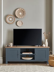 Navy Blue Malvern Oak Effect Up to 60 inch Slim TV Unit - Image 2 of 8