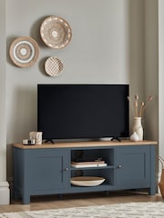 Navy Blue Malvern Oak Effect Up to 60 inch Slim TV Unit - Image 3 of 8