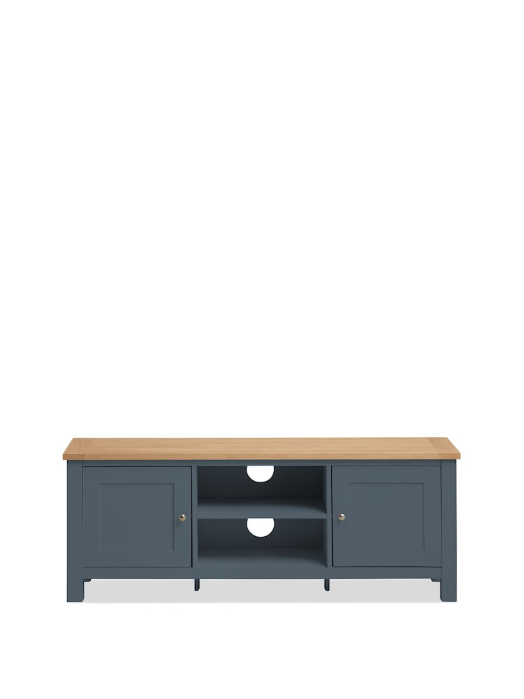 Navy Blue Malvern Oak Effect Up to 60 inch Slim TV Unit - Image 7 of 7