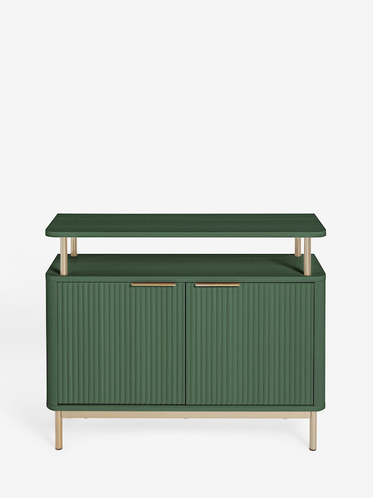 Green Emilie Ribbed Drinks Cabinet - Image 2 of 10