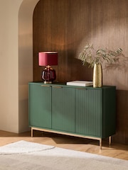 Green Emilie Ribbed Space Saving Large Sideboard - Image 1 of 10
