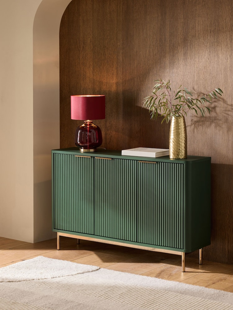 Green Emilie Ribbed Space Saving Large Sideboard - Image 1 of 10