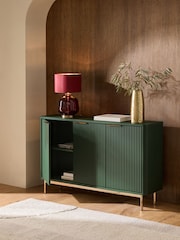 Green Emilie Ribbed Space Saving Large Sideboard - Image 3 of 10