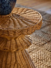 Natural Rattan Scallop Side Table - Image 2 of 4