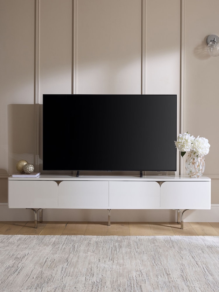 White Evie Gloss Up to 80 inch TV Unit - Image 2 of 8