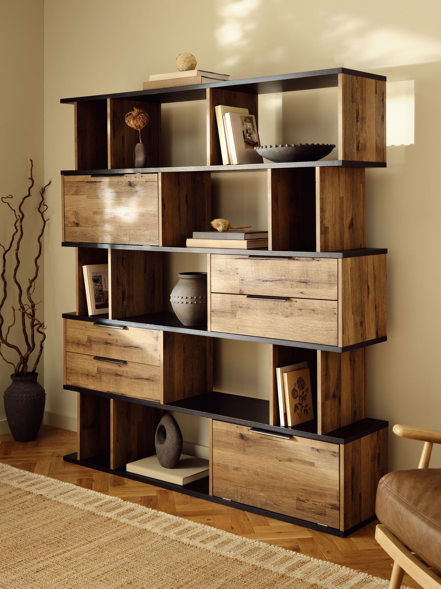Buy Dark Bronx Oak Effect Display Extra Wide Shelf from the Next