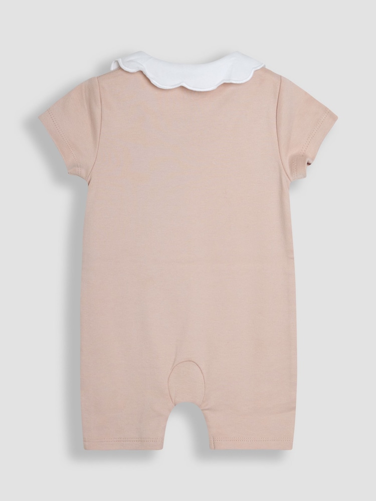 JoJo Maman Bébé Pink 100% Organic Cotton Short Sleeve Strawberry Sleepsuit - Image 2 of 3