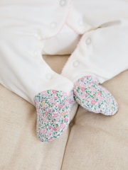 JoJo Maman Bébé Cream Footed Collar 100% Cotton Embroidered Sleepsuit - Image 3 of 6