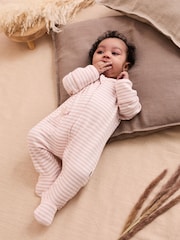 Rosa - JoJo Maman Bébé 100% Organic Cotton Bear Embroidered Sleepsuit - Imagen 1 de 6