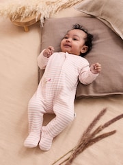 Rosa - JoJo Maman Bébé 100% Organic Cotton Bear Embroidered Sleepsuit - Imagen 2 de 6