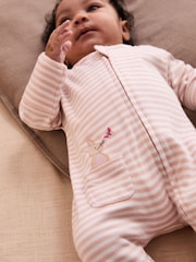 Rosa - JoJo Maman Bébé 100% Organic Cotton Bear Embroidered Sleepsuit - Imagen 3 de 6