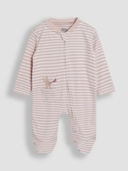 Rosa - JoJo Maman Bébé 100% Organic Cotton Bear Embroidered Sleepsuit - Imagen 4 de 6