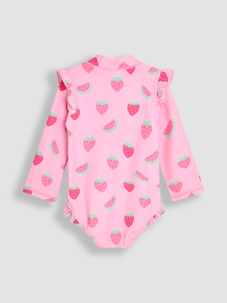 JoJo Maman Bébé Strawberry Long Sleeve Swimsuit - Imagen 2 de 3