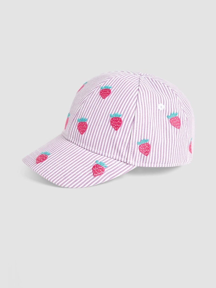 JoJo Maman Bébé Lilac Embroidered Cap - Image 1 of 4