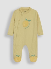 JoJo Maman Bébé Yellow Cotton Footed Appliqué Zip Sleepsuit - Image 1 of 3