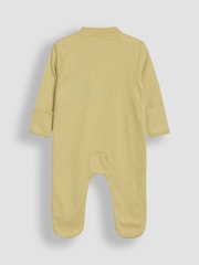 JoJo Maman Bébé Yellow Cotton Footed Appliqué Zip Sleepsuit - Image 2 of 3