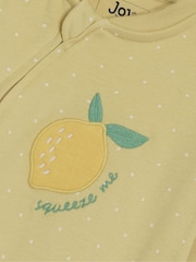 JoJo Maman Bébé Yellow Cotton Footed Appliqué Zip Sleepsuit - Image 3 of 3