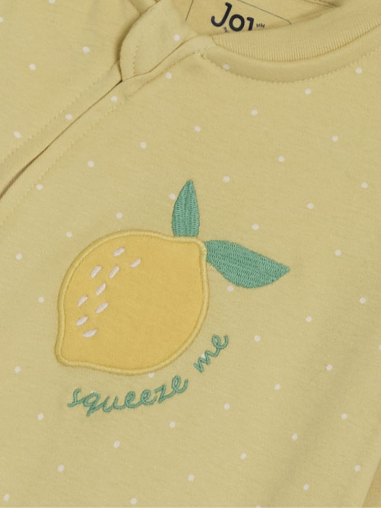 JoJo Maman Bébé Yellow Cotton Footed Appliqué Zip Sleepsuit - Image 3 of 3