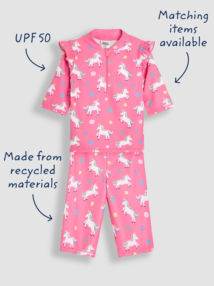 JoJo Maman Bébé Unicorn Unicorn Sun Protection Suit 2 Piece - Image 4 of 9