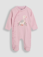 JoJo Maman Bébé Pink Duck 100% Cotton Footed Appliqué Sleepsuit - Image 2 of 4