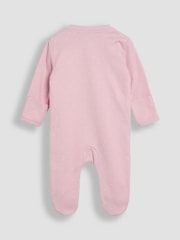 JoJo Maman Bébé Pink Duck 100% Cotton Footed Appliqué Sleepsuit - Image 3 of 4