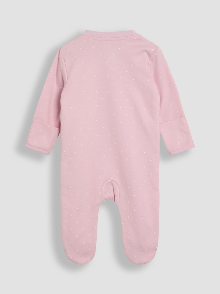 JoJo Maman Bébé Pink Duck 100% Cotton Footed Appliqué Sleepsuit - Image 3 of 4