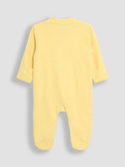 JoJo Maman Bébé Yellow 100% Cotton Footed Appliqué Zip Sleepsuit - Image 2 of 3