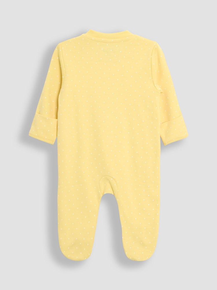 JoJo Maman Bébé Yellow 100% Cotton Footed Appliqué Zip Sleepsuit - Image 2 of 3