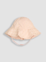 JoJo Maman Bébé Pink Broderie Floppy Hat - Image 1 of 3