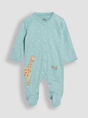 JoJo Maman Bébé Duck Egg 100% Cotton Footed Appliqué Popper Sleepsuit - Image 1 of 3