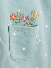 JoJo Maman Bébé Duck Egg 100% Cotton Footed Appliqué Popper Sleepsuit - Image 2 of 3
